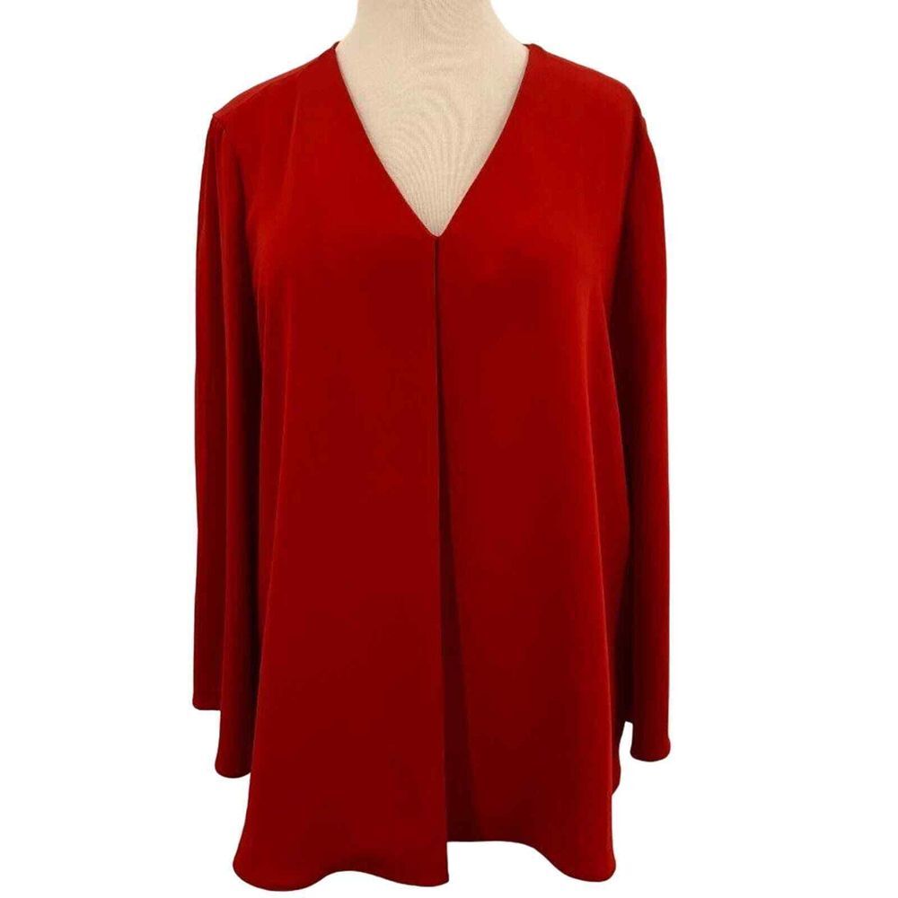 Chico's Womens 3/4 Split Flare‎ Sleeve V-Neck Pleated Pullover Blouse Size 1/Med